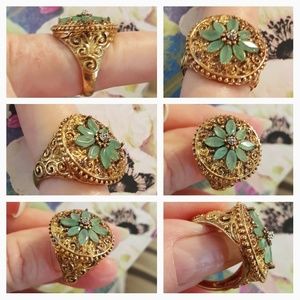 China Export, Silver Gilt Jade Ring